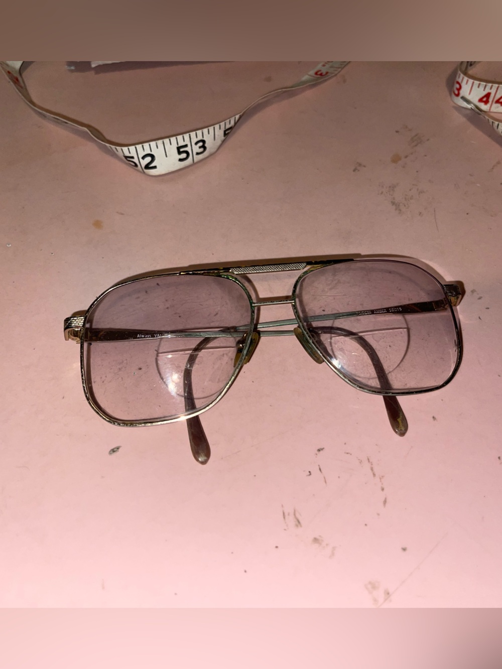 Vintage Gold Metal Prescription Glasses w/ Lightly Tinted Lenses